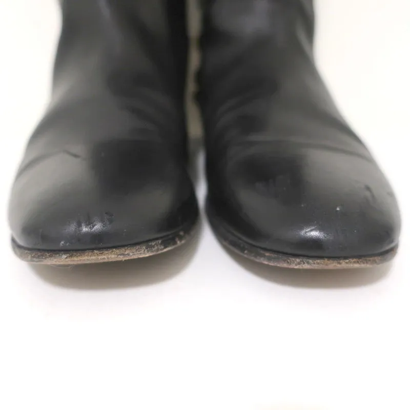 Gucci Babouska Studded Heel Knee High Boots Black Leather Size 38.5