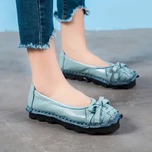 Handmade Genuine Leather Comfortable Women's Shoes Soft Sole Pumps Round Toe