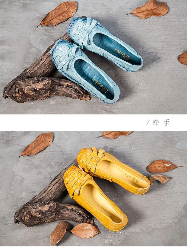 Handmade Genuine Leather Comfortable Women's Shoes Soft Sole Pumps Round Toe