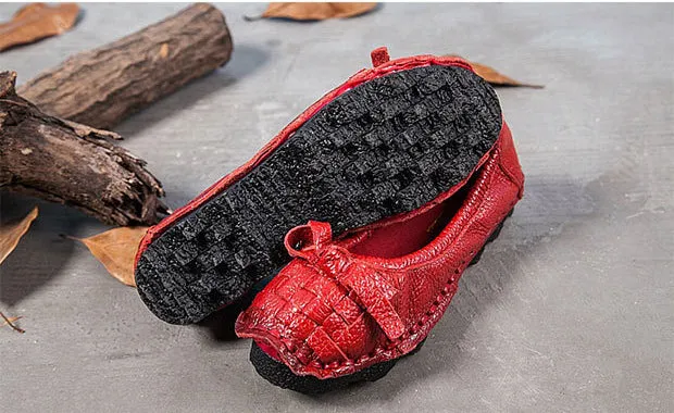 Handmade Genuine Leather Comfortable Women's Shoes Soft Sole Pumps Round Toe