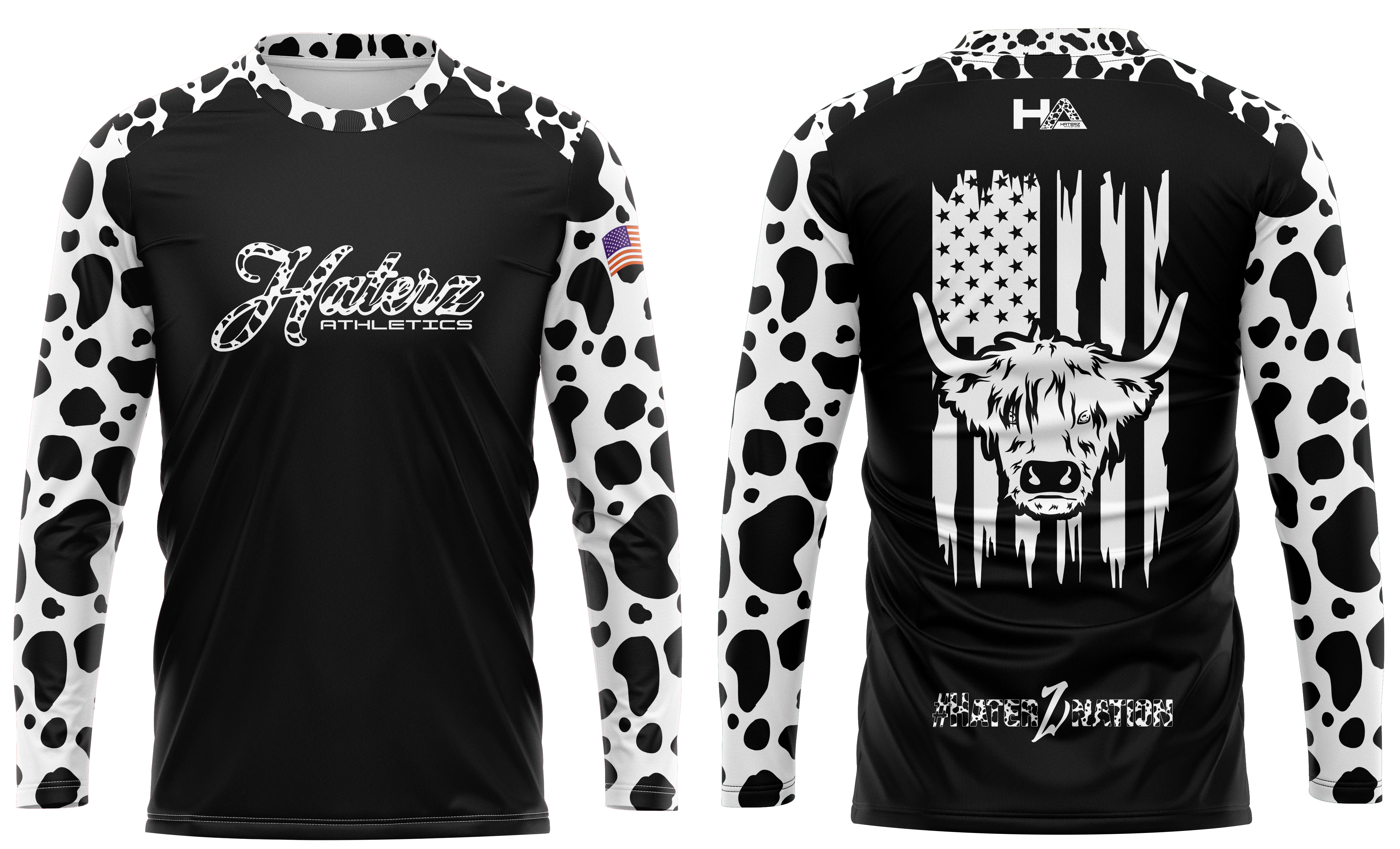 HaterZ Athletics Cowprint BLACK LS shirt
