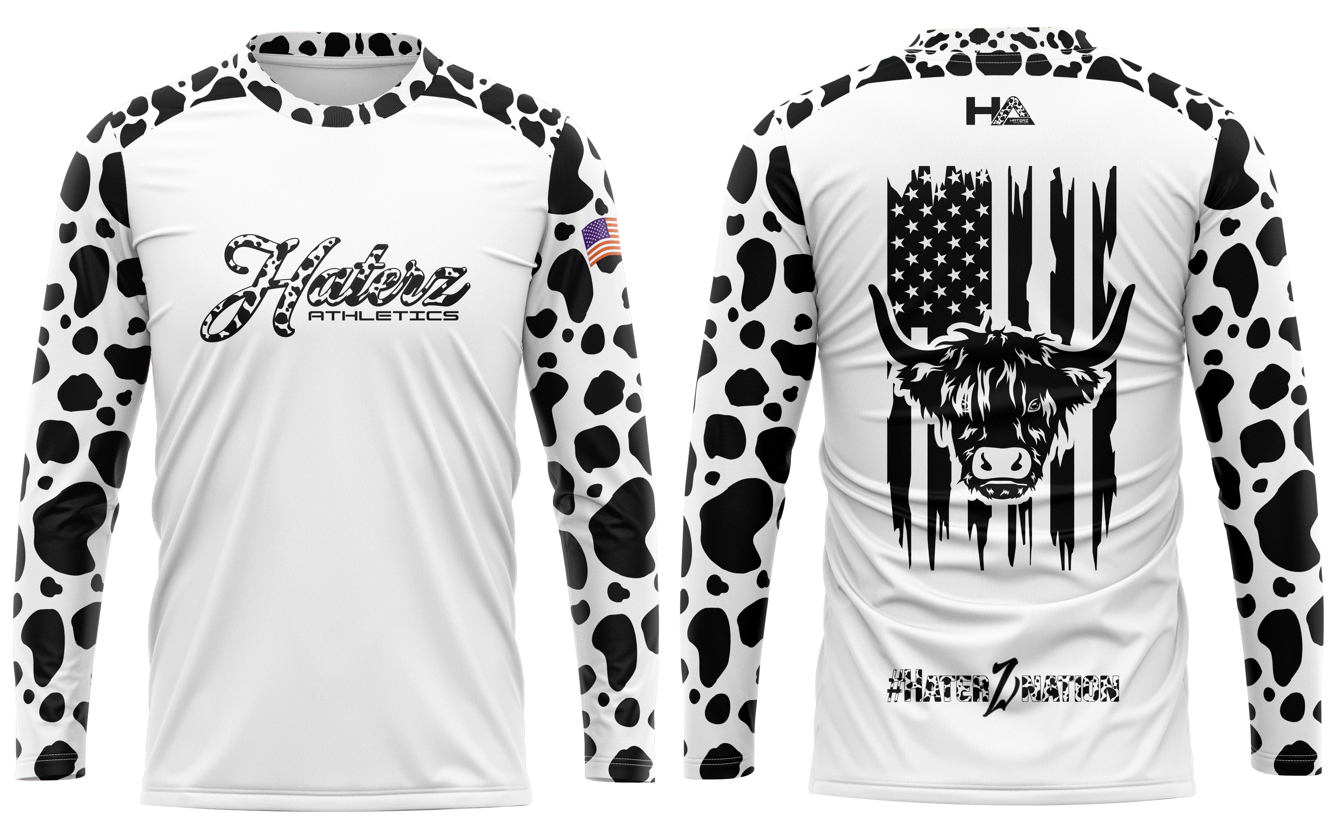 HaterZ Athletics Cowprint White LS shirt
