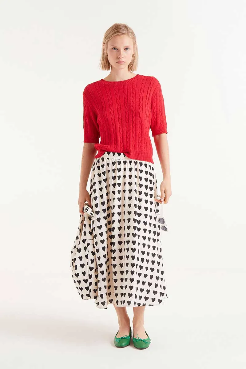 Heart Print Skirt