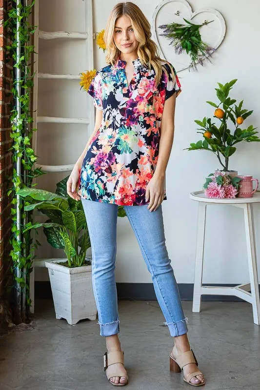 Hemish Watercolor Beauty Multi Print Top