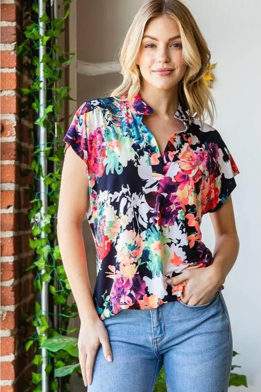 Hemish Watercolor Beauty Multi Print Top