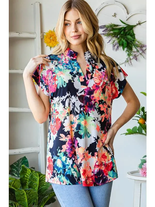 Hemish Watercolor Beauty Multi Print Top