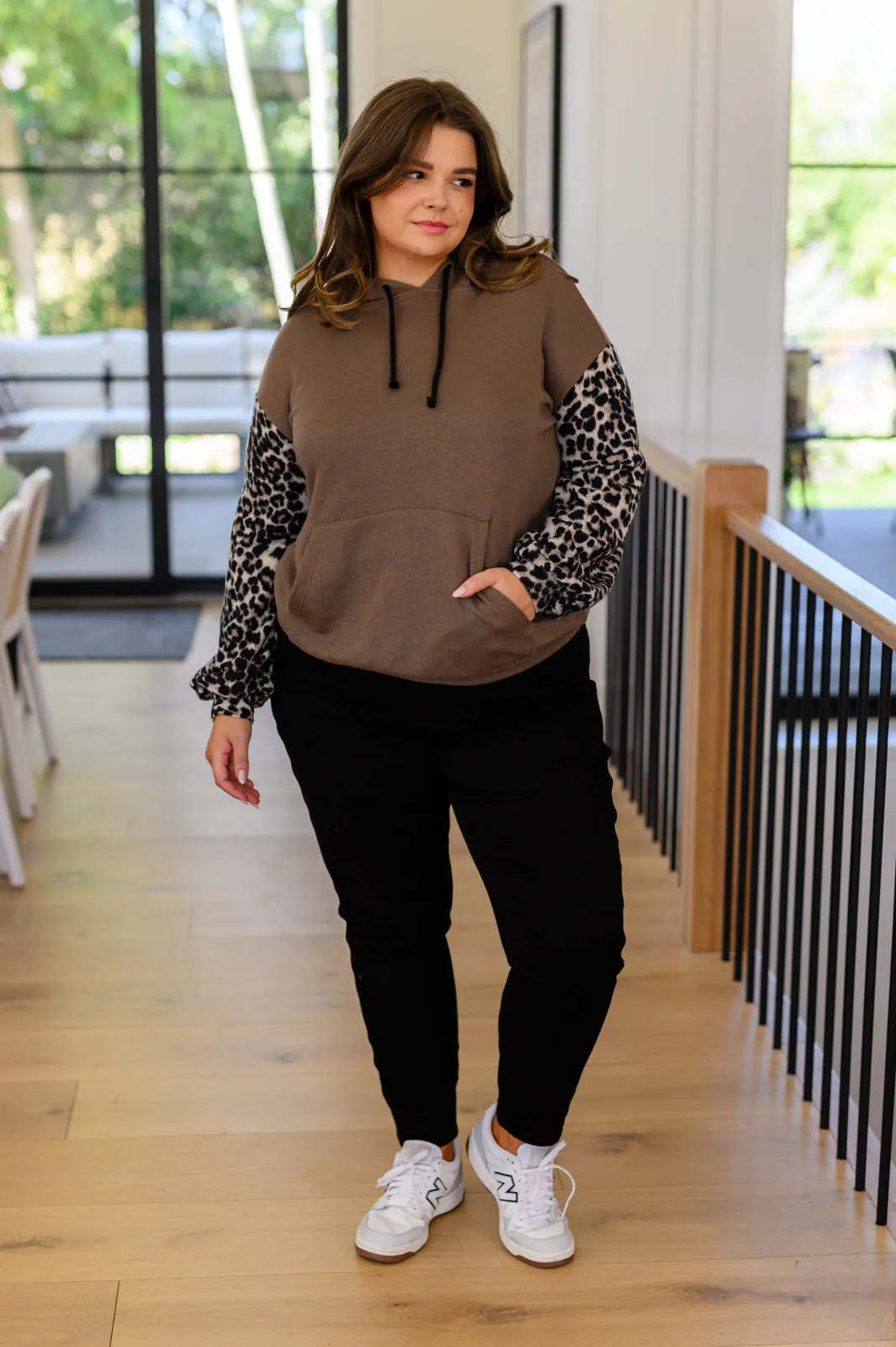 Here & There Leopard Print Hoodie