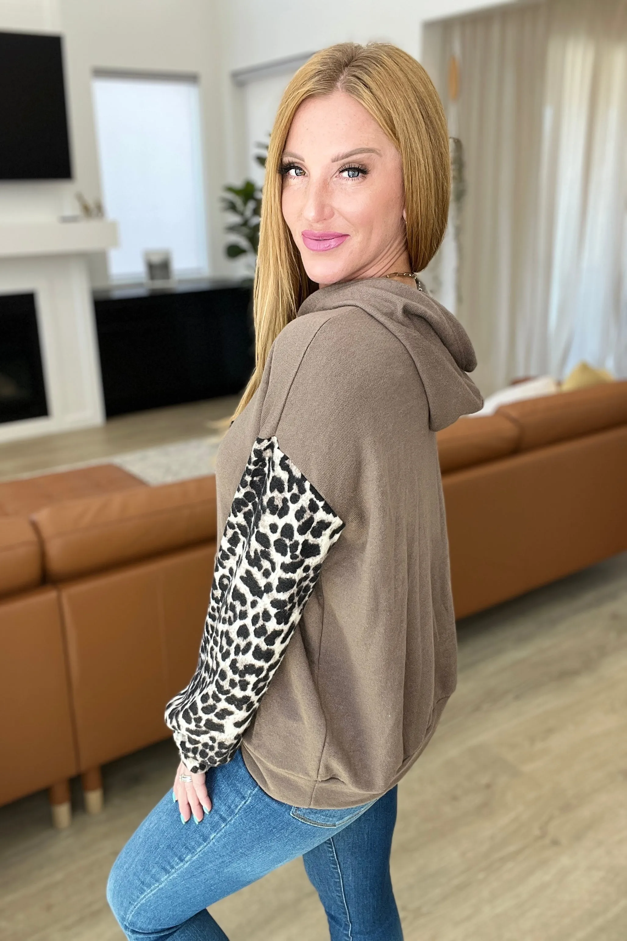 Here & There Leopard Print Hoodie