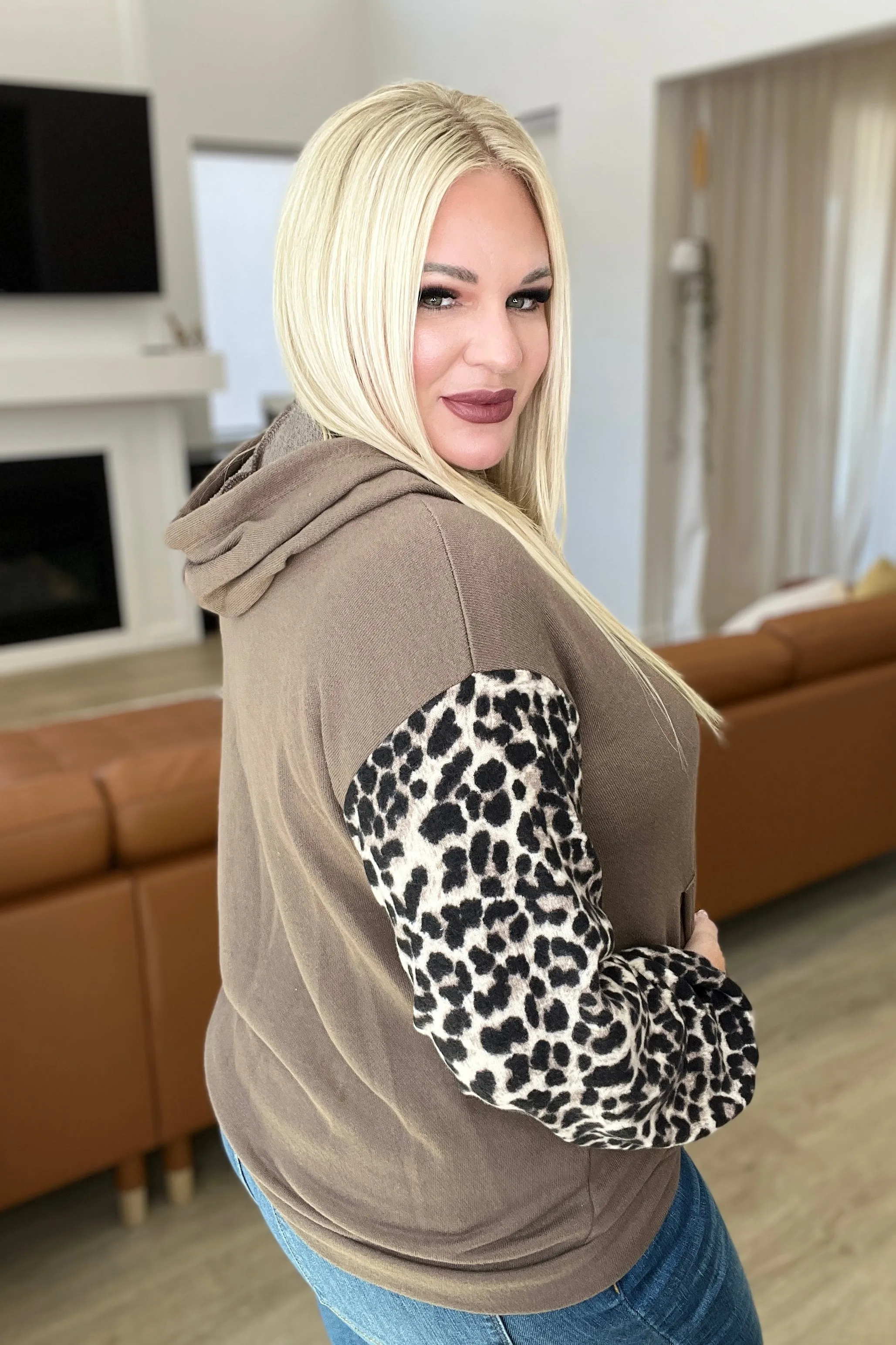 Here & There Leopard Print Hoodie