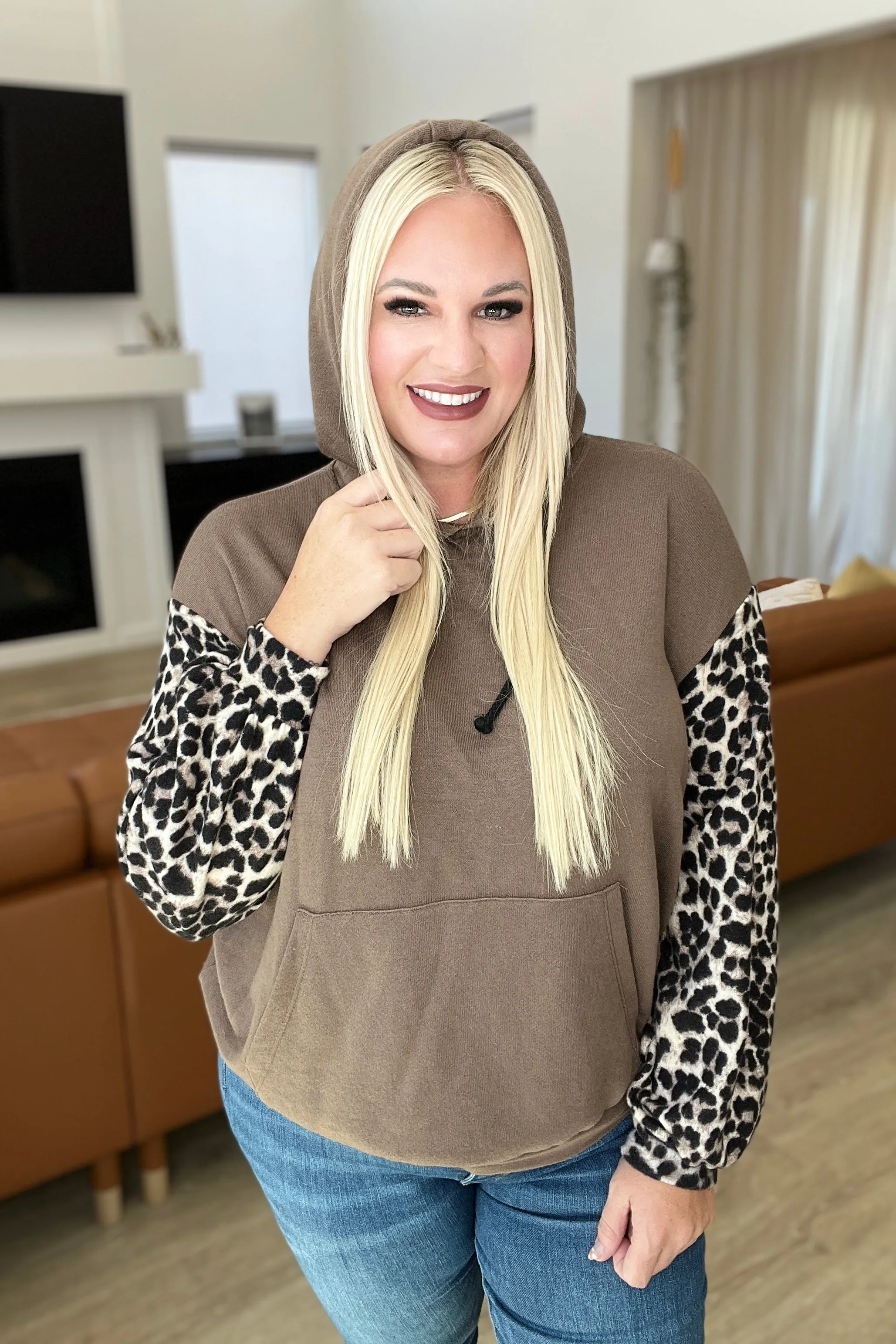 Here & There Leopard Print Hoodie