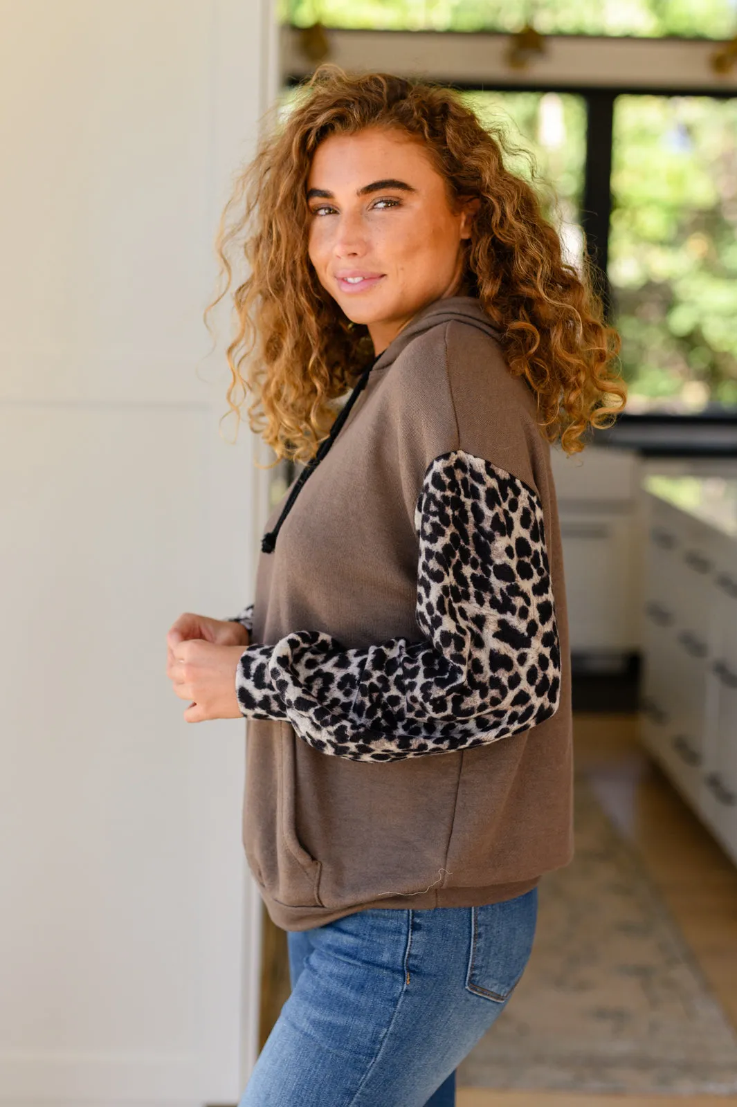 Here & There Leopard Print Hoodie