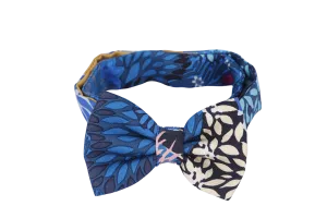 HERMES MINI WOMEN'S BOW TIE BLUE FLORAL PRINT, WITH BOX