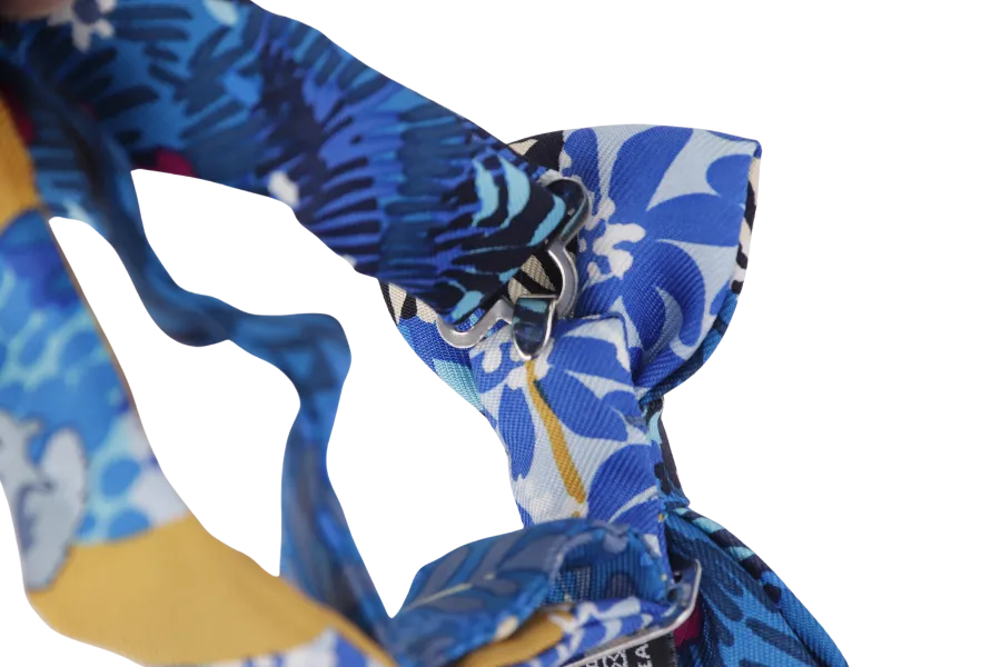 HERMES MINI WOMEN'S BOW TIE BLUE FLORAL PRINT, WITH BOX