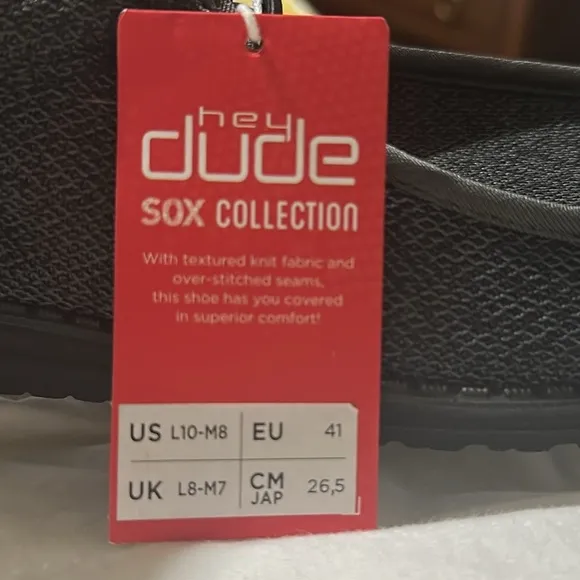 Hey Dude Wally Sox Micro Black women's 10 men's 8 NWT