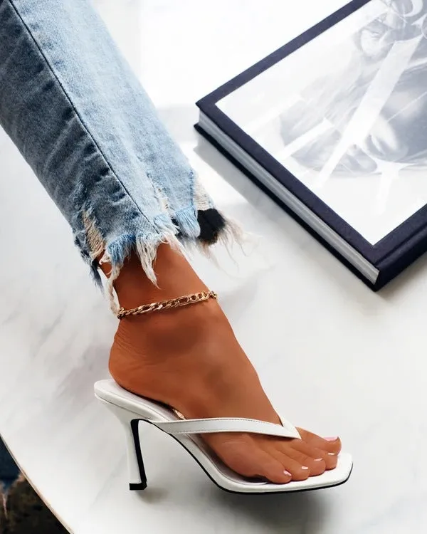 High-heeled Shoes Heel Large Square Head Solid Color Pinch Toe Shoes High Heel Sandals Shoe