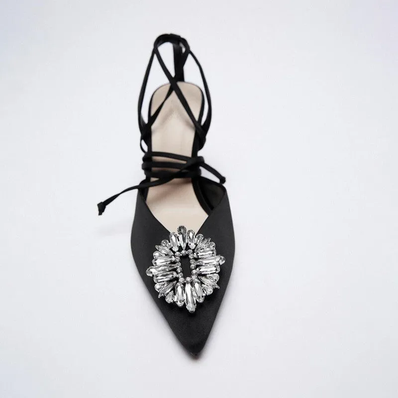 High Heels Stiletto Navy Blue Pumps Sandals Ladies