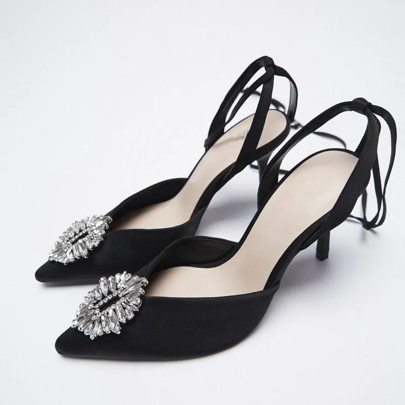High Heels Stiletto Navy Blue Pumps Sandals Ladies