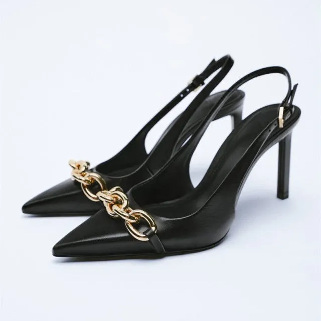 High Heels Stiletto Navy Blue Pumps Sandals Ladies
