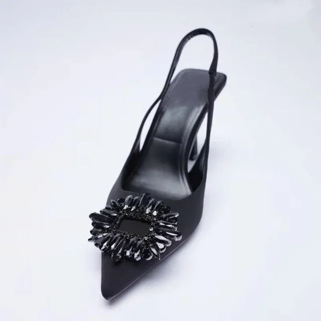 High Heels Stiletto Navy Blue Pumps Sandals Ladies