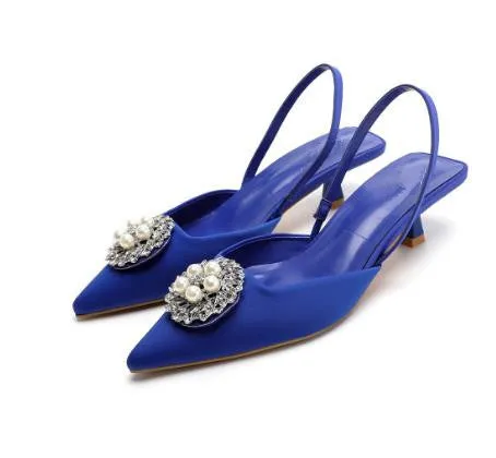 High Heels Stiletto Navy Blue Pumps Sandals Ladies