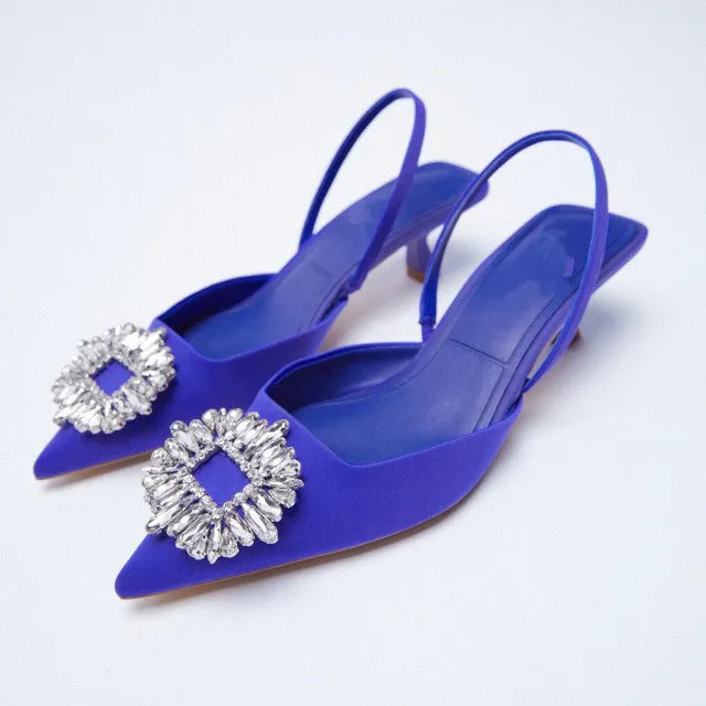 High Heels Stiletto Navy Blue Pumps Sandals Ladies