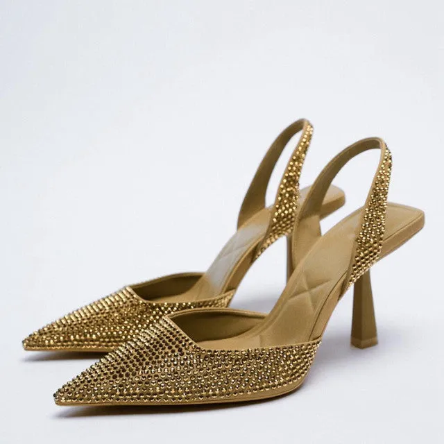 High Heels Stiletto Navy Blue Pumps Sandals Ladies