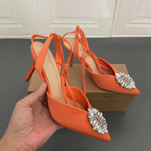 High Heels Stiletto Navy Blue Pumps Sandals Ladies