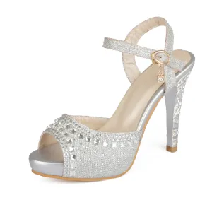 High Quality Plus Size 33-43 Spike High Heels Sandals Women Peep Toe Buckle Strap Party Wedding Shoes Woman