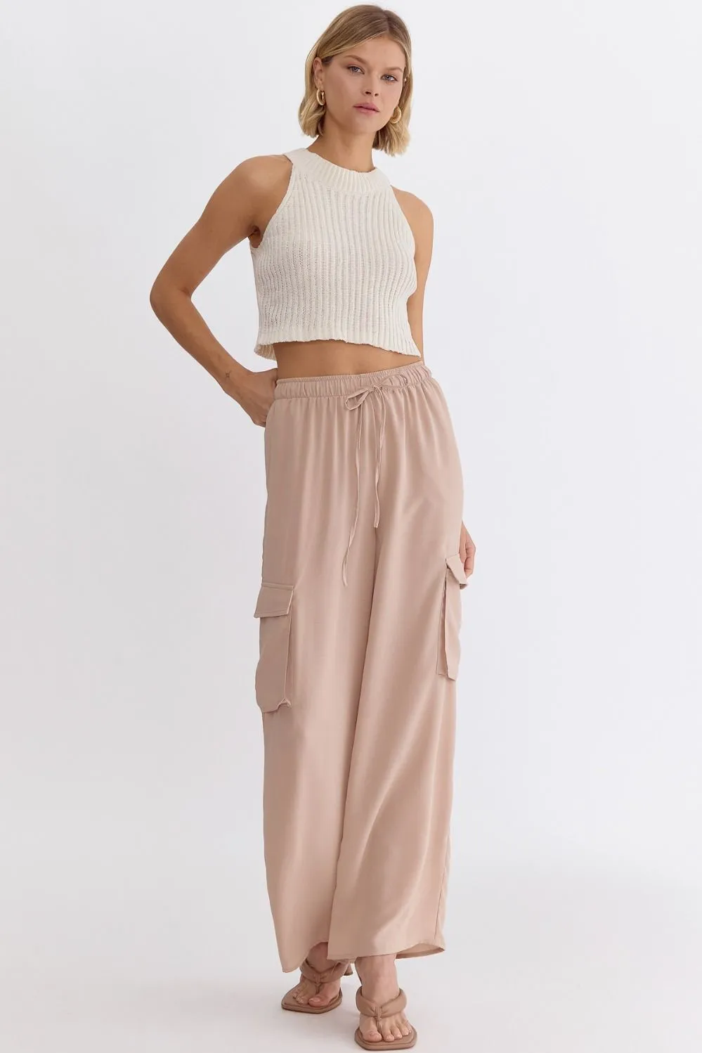 High Waisted Utility Wide Leg Pants