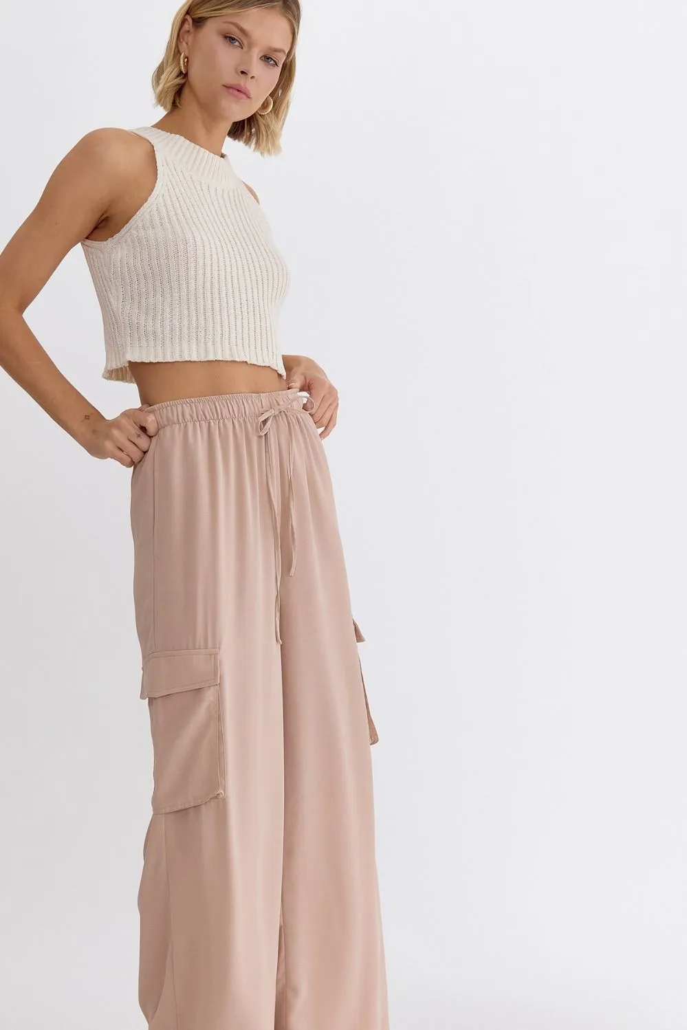 High Waisted Utility Wide Leg Pants