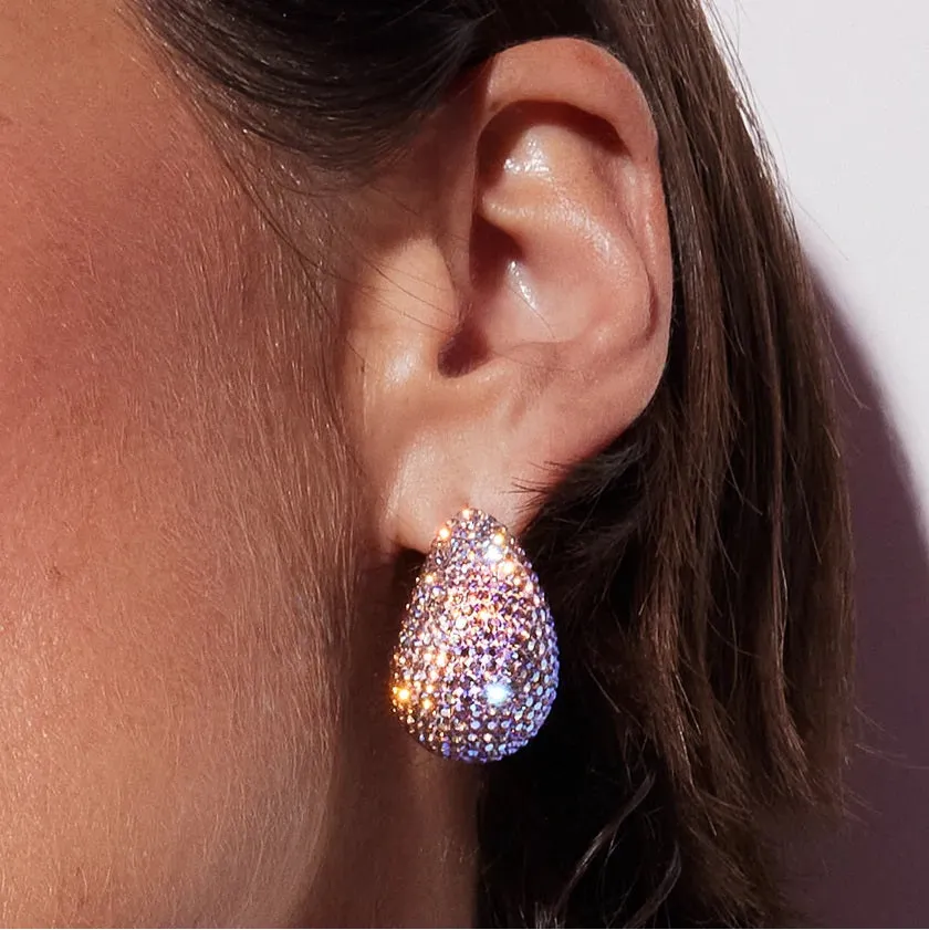 Hillberg & Berk Sterling Silver Gold Plated Ballet Slipper Dream Puff Sparkle Stud Earrings