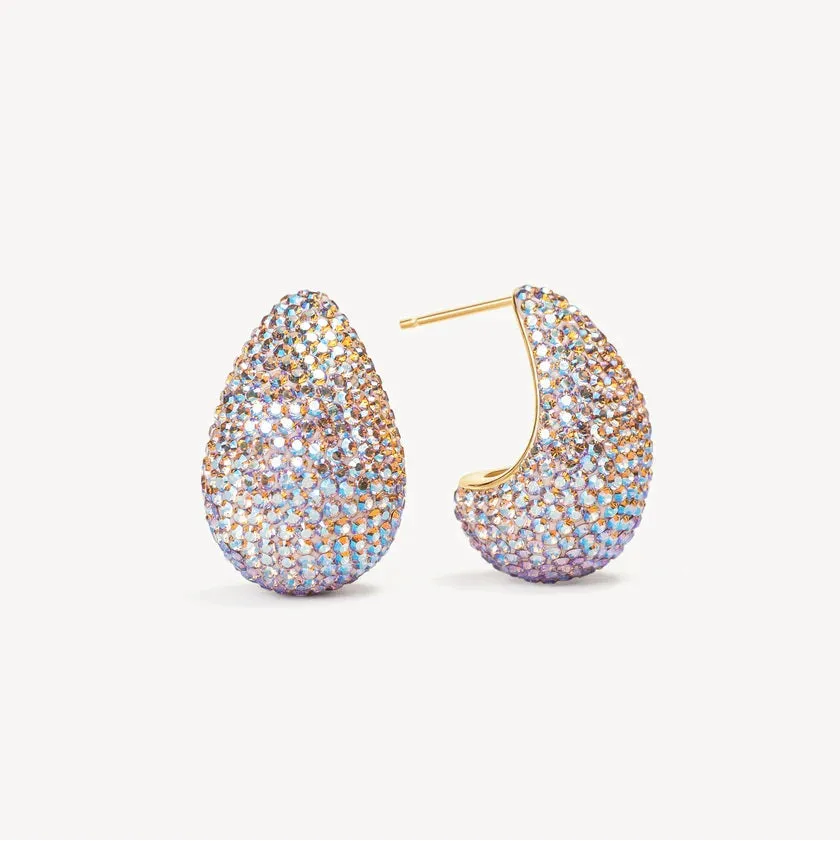 Hillberg & Berk Sterling Silver Gold Plated Ballet Slipper Dream Puff Sparkle Stud Earrings