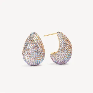 Hillberg & Berk Sterling Silver Gold Plated Ballet Slipper Dream Puff Sparkle Stud Earrings