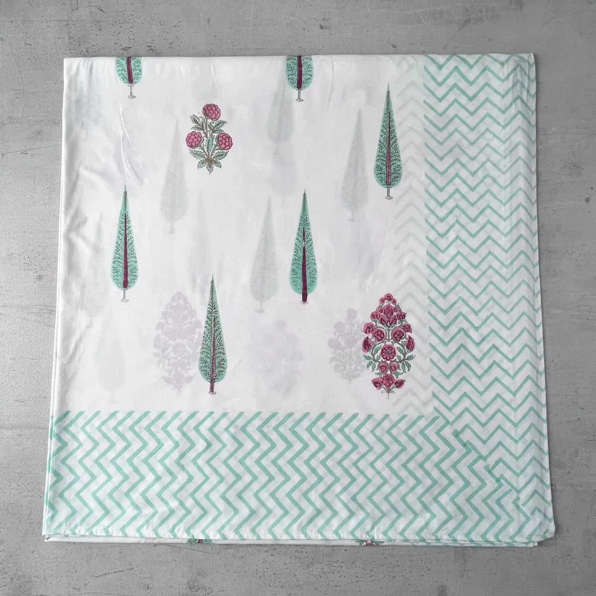 Home Artisan Alina Floral Pattern Hand Block Print Bed Sheet