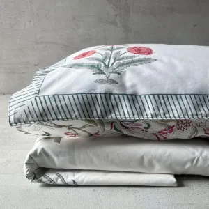 Home Artisan Rose and Palm Hand Block Print Bed Sheet