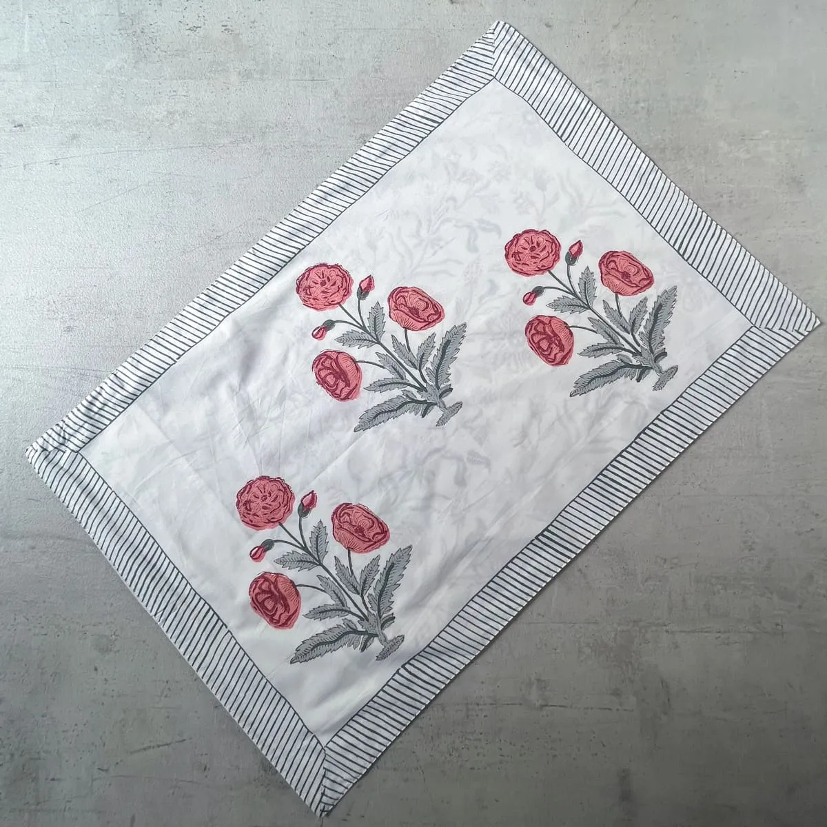 Home Artisan Rose and Palm Hand Block Print Bed Sheet