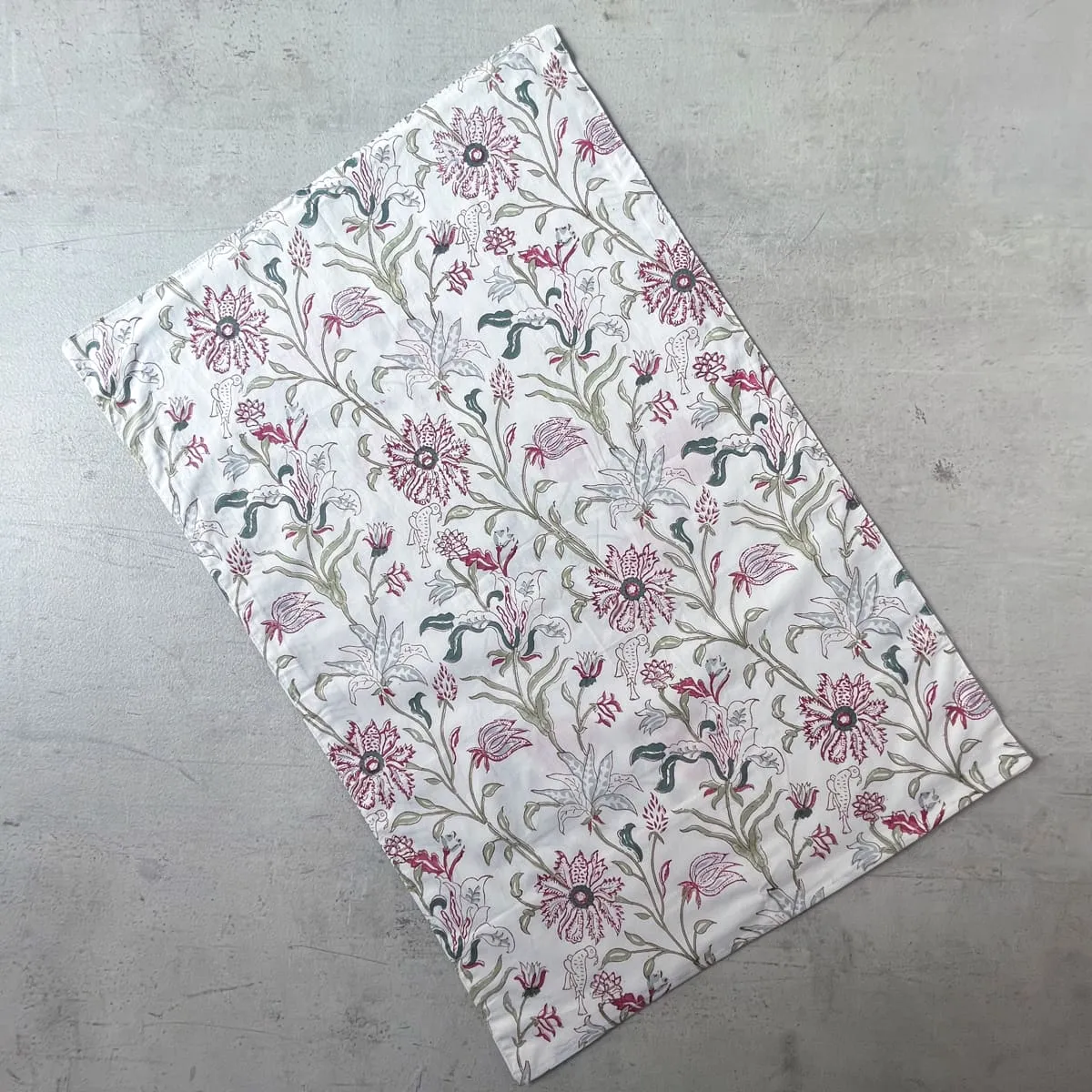 Home Artisan Rose and Palm Hand Block Print Bed Sheet