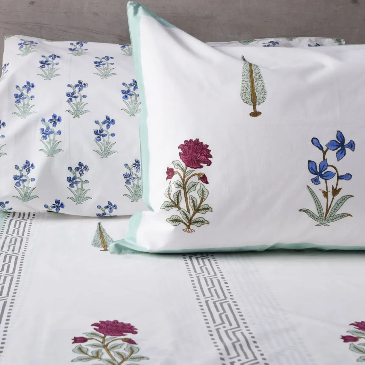 Home Artisan Zaira Floral Pattern Hand Block Print Bed Sheet