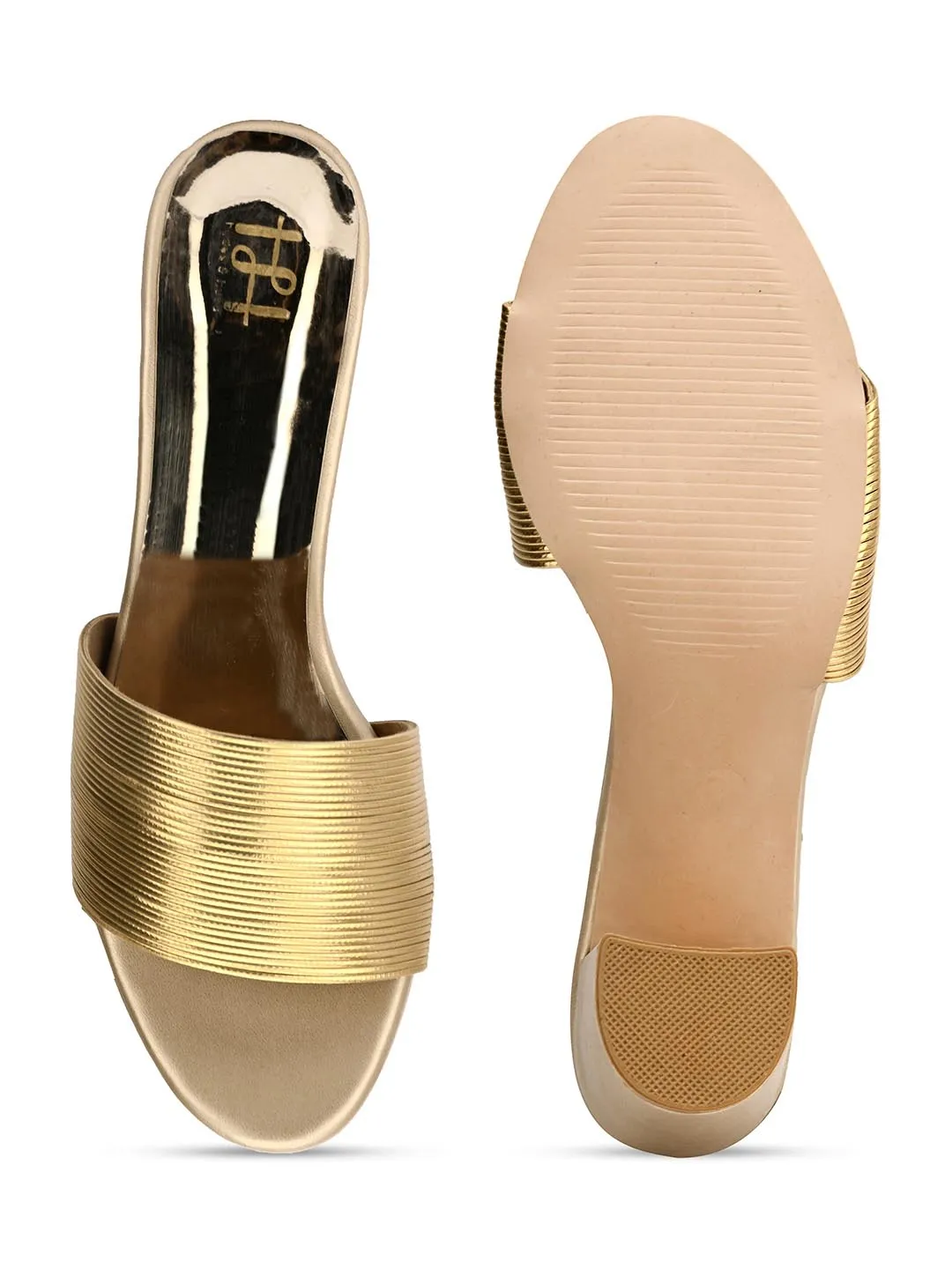 Hydes N Hues Gold-Toned Block Heels