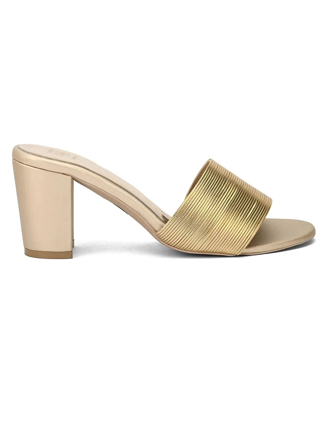 Hydes N Hues Gold-Toned Block Heels