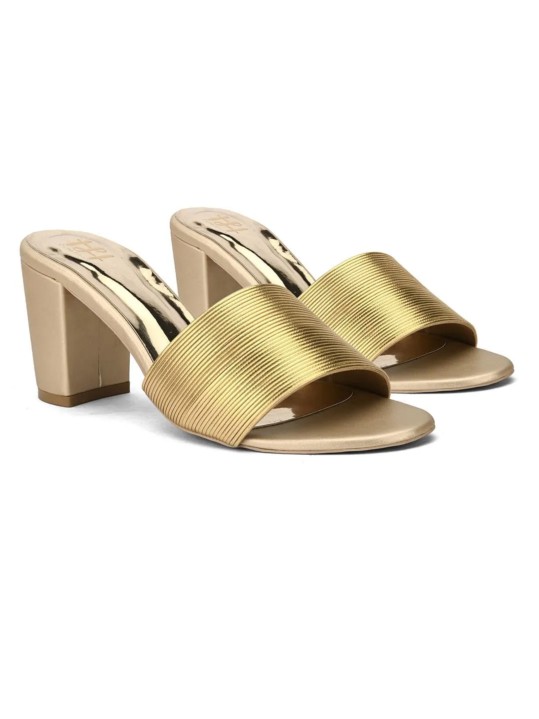 Hydes N Hues Gold-Toned Block Heels