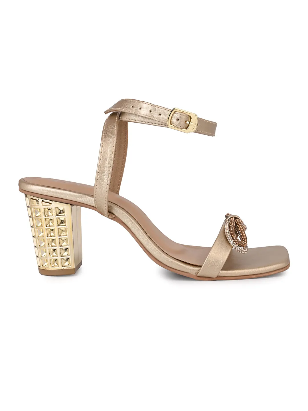 Hydes N Hues Golden Block Heels Sandal