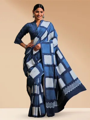 Indigo Box Hand Block Cotton Saree