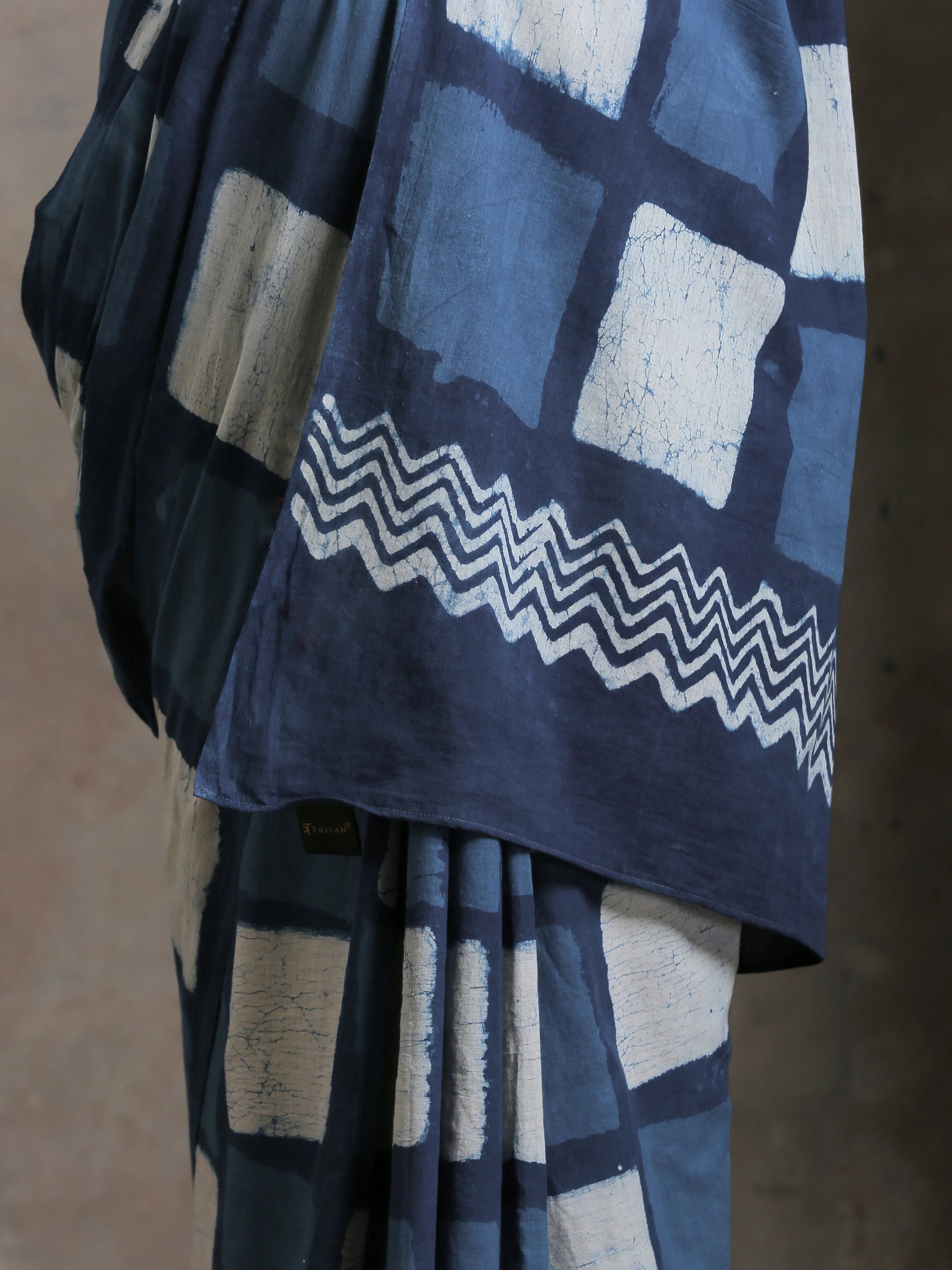 Indigo Box Hand Block Cotton Saree