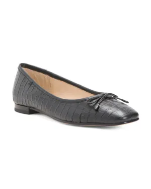 J. MCLAUGHLIN Leather Embossed Square Toe Ballet Flats