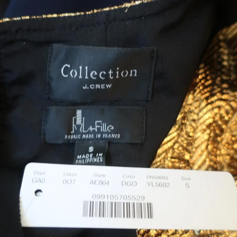 J.Crew Collection Bow-Back Sleeveless Top Gold Metallic Jacquard Size Small NEW