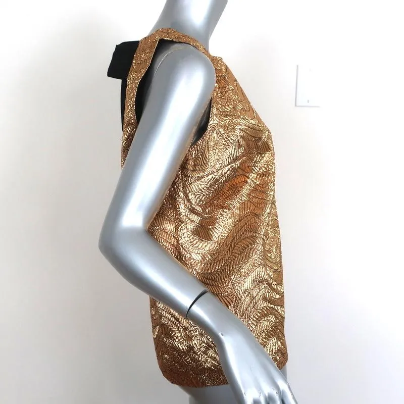 J.Crew Collection Bow-Back Sleeveless Top Gold Metallic Jacquard Size Small NEW