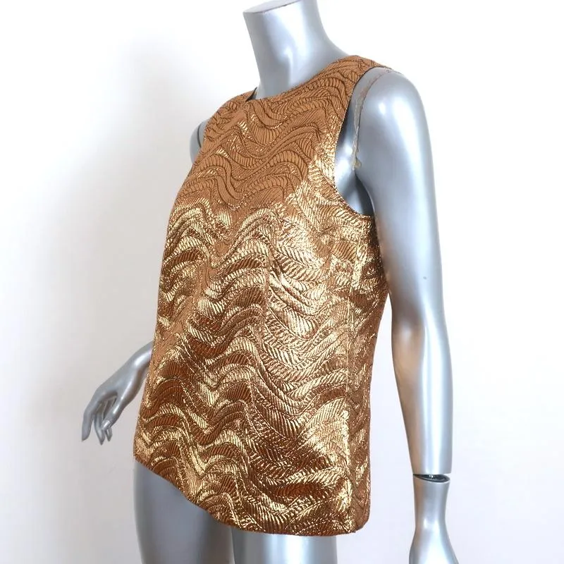 J.Crew Collection Bow-Back Sleeveless Top Gold Metallic Jacquard Size Small NEW