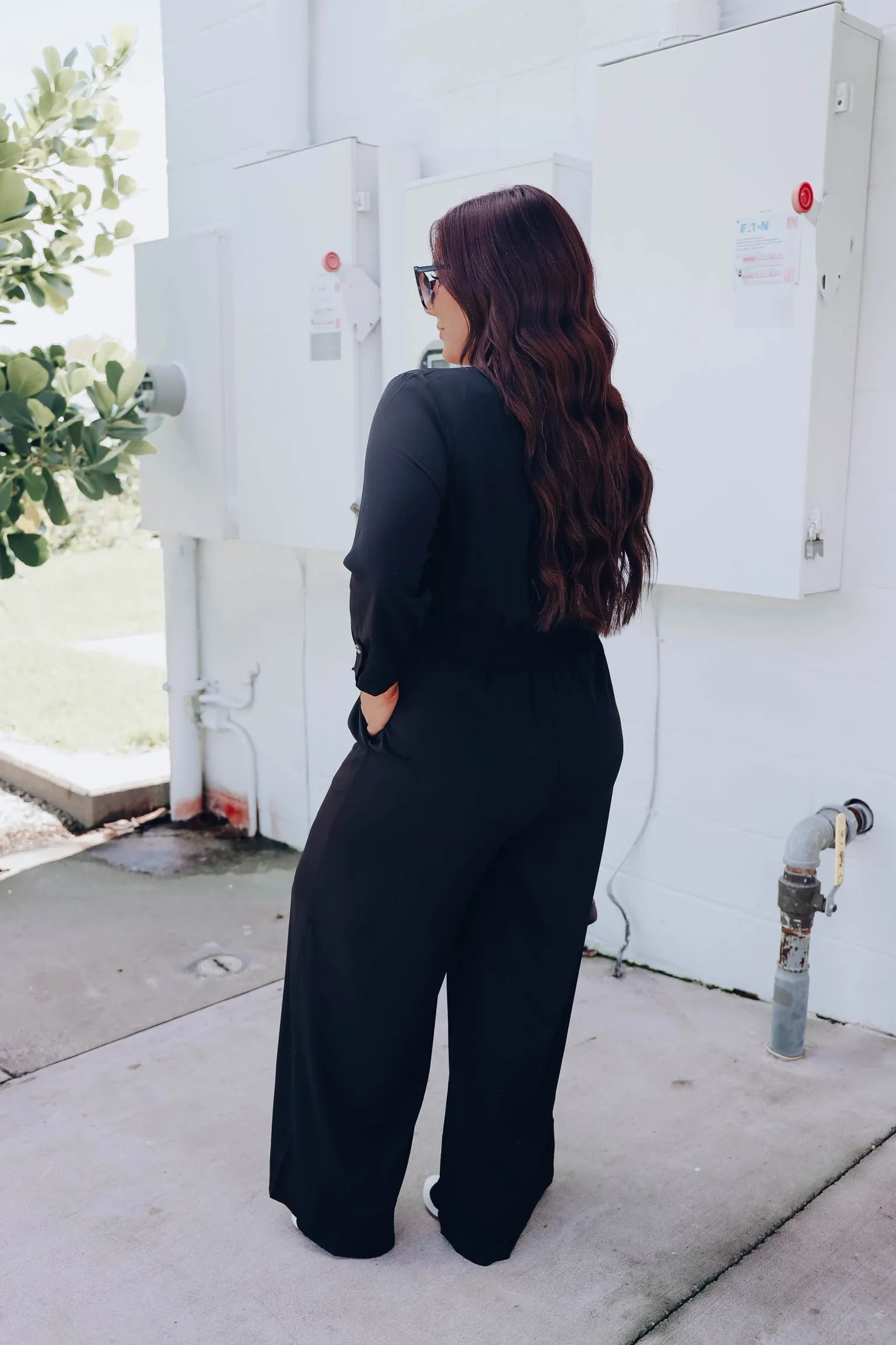 Jessica Button Down Jumpsuit - Black