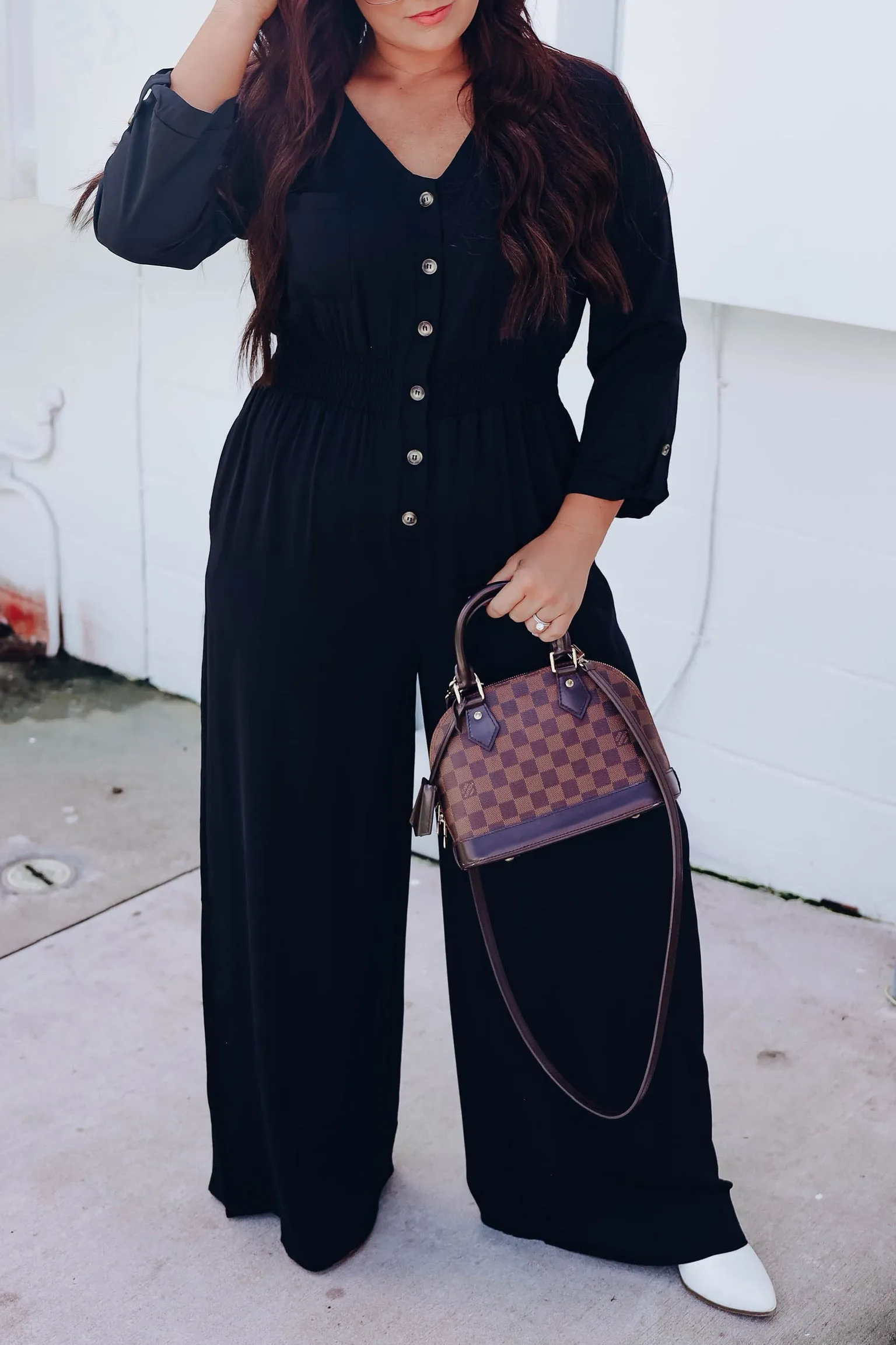 Jessica Button Down Jumpsuit - Black